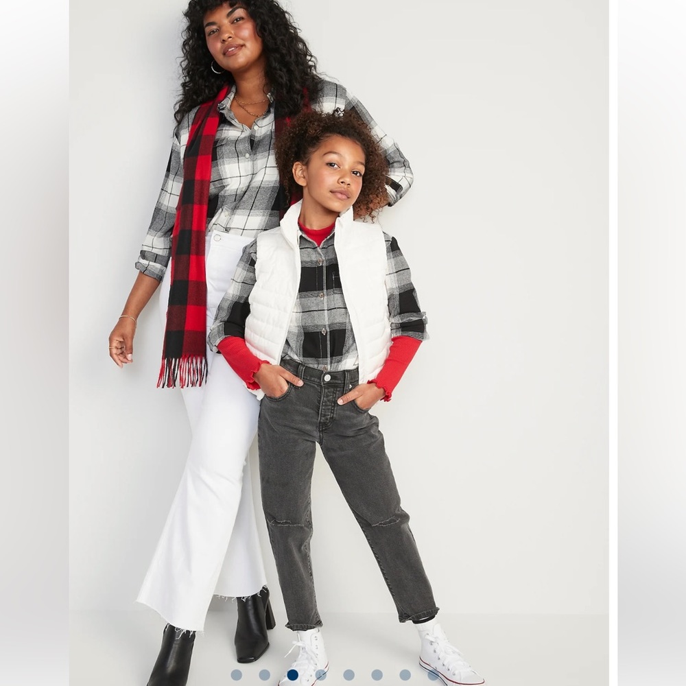 🆕 RESERVED E4L Old Navy Women’s Cropped Plaid Flannel Boyfriend Shirt TALL - Picture 5 of 14